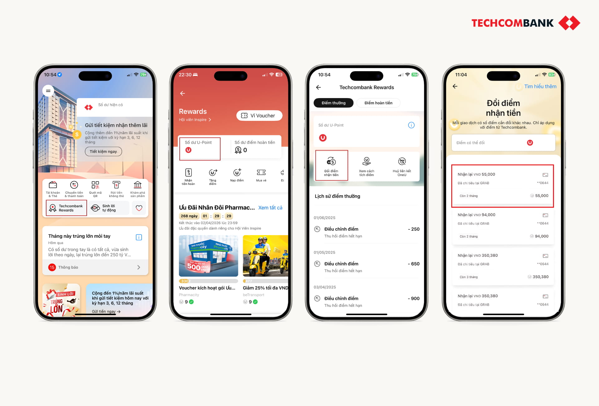 Các bước đổi điểm nhận tiền từ Techcombank Rewards