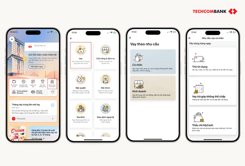 Hướng dẫn vay tiền online trên Techcombank Mobile.