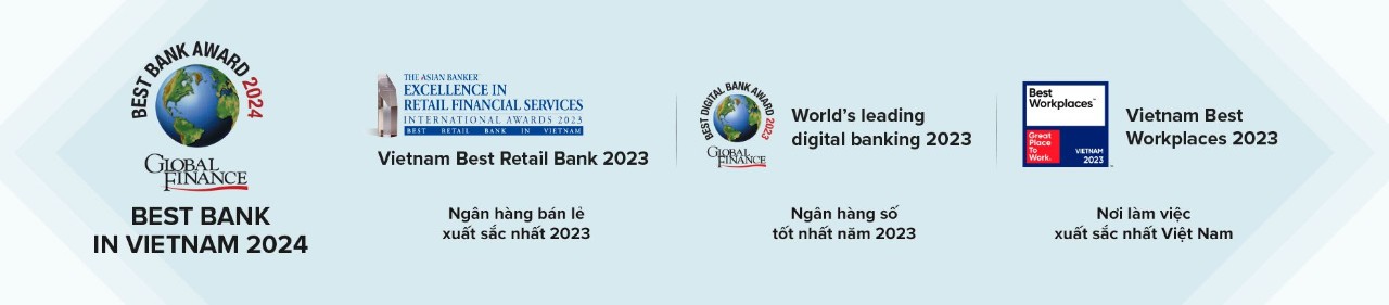 Giải thưởng nổi bật của Techcombank